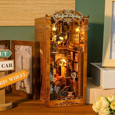 Magical DIY Book Nook Kit Miniature Doll House With LED Light 3D Puzzle Model Building Wooden Bookshelf Bookend Toy Adults Gifts