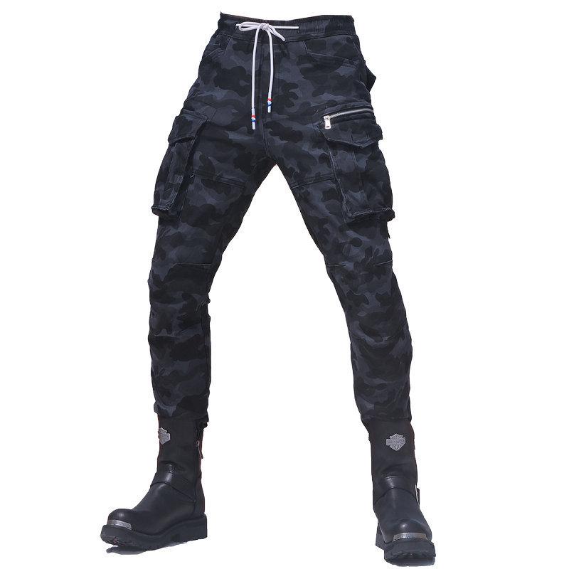 Nouveau + pantalon d'équitation de moto hommes + quatre pantalons décontractés rétro banlieue moto multi-sac pantalon Cargo