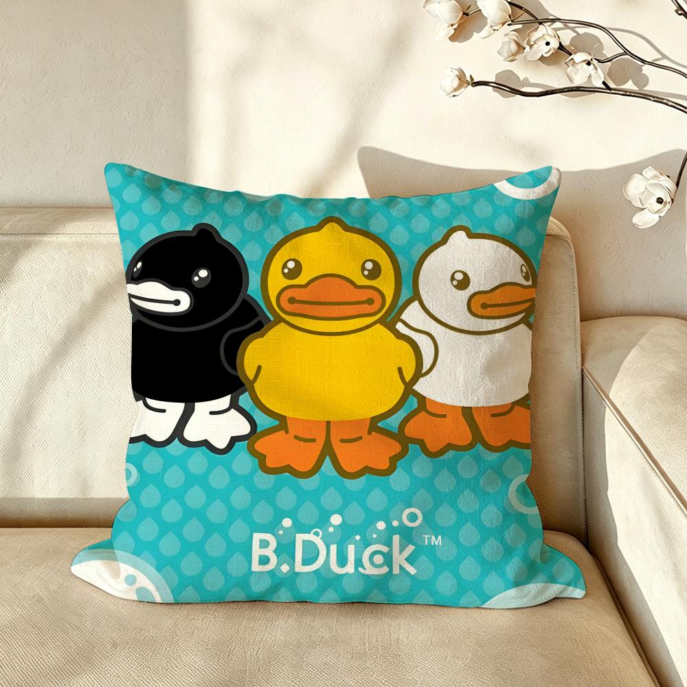 Character Yellow Rubber DDuck Cushion Cover Pillow Case Antidustmite Pillowcase Silky Short Plush Sofa Cushion Cover hot