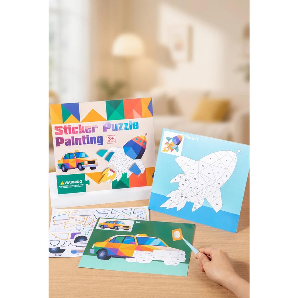 Training Game Paper 3D Geometric Sticker Books Handmade Montessori DIY Paste Material Kit Cartoon Cute Animals Sticker Book Kids