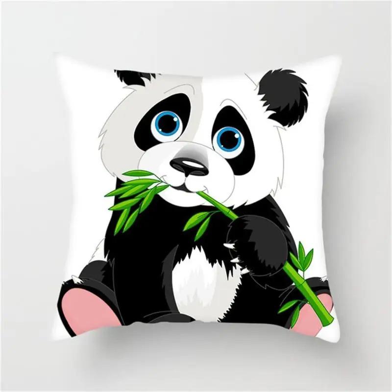 

Cute panda print pillowcase home bedroom living room sofa cushion cover 45x45cm peach skin pillowcase gift 60x60cm