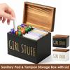 Wooden Tampon Holder Container Feminine Product Storage Box with Lid Multi-purpose Sanitary Napkin Organizer Box for Bathroom