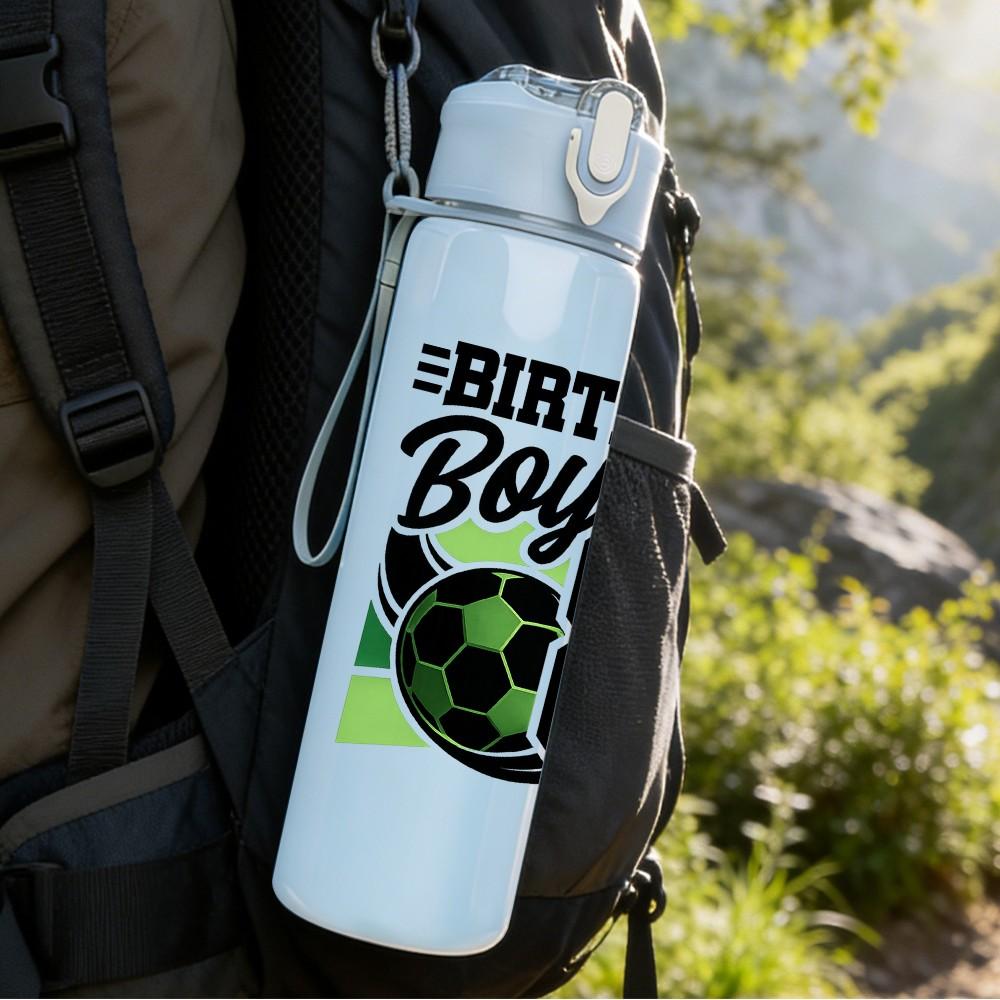 1PC Birthday Boy Bold Text Badge Print 750ml Color Plastic Sports Water Bottle Leakproof Flip Straw Lid Suitable for Sports Office Home Use