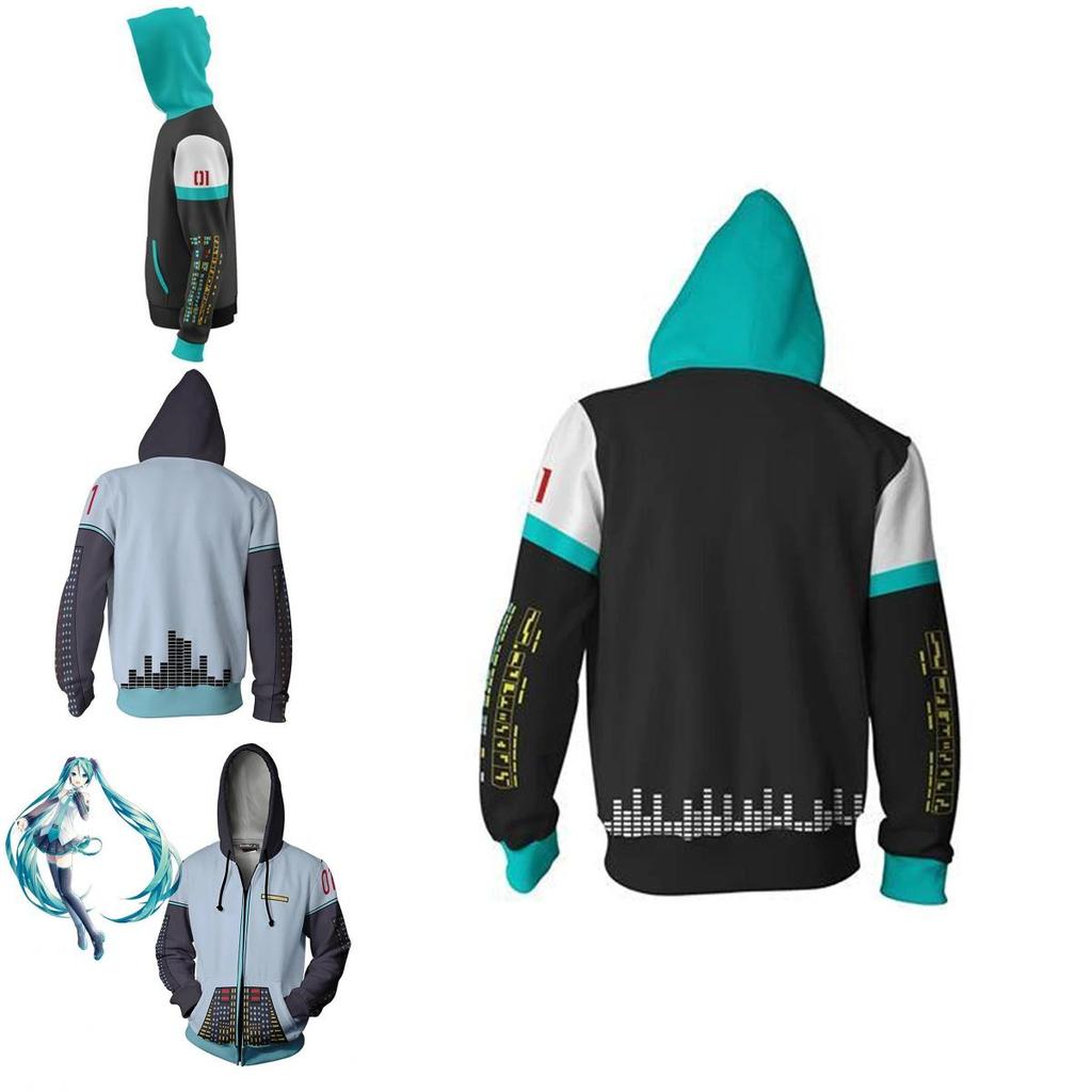 Stylish Hatsune Miku Vocaloid Zipper Hoodie With Soft Material For Everyday Wear