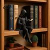 Dekorace čtoucí kostry Gotická temná fantasy postava, Soška knihy, Složitá kosterní řemeslná dekorace pro domov, knihovnu, kancelář, studovnu