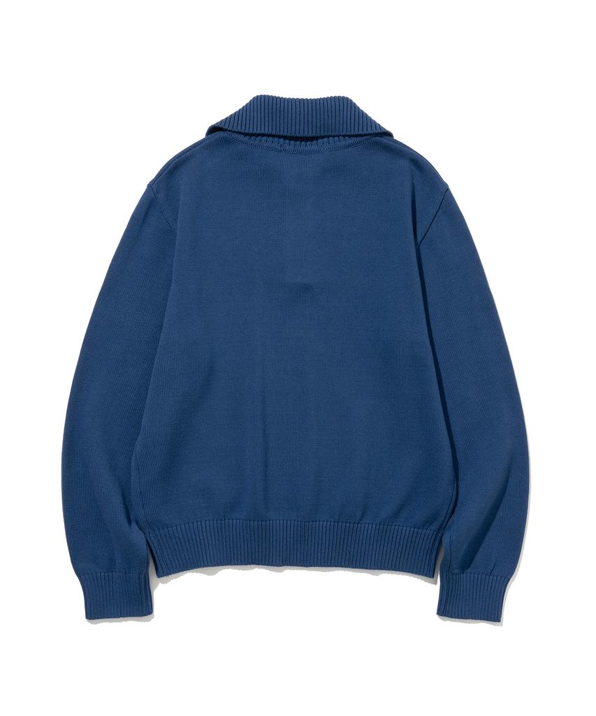 KNITTED Cotton Button Collar Knit Dawn Blue