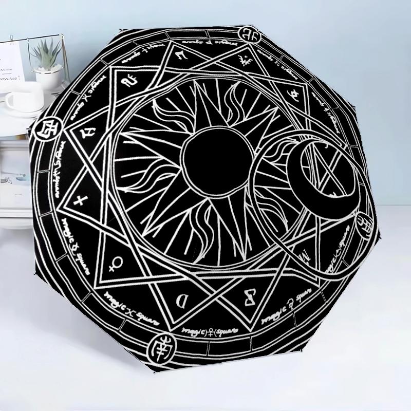 Celtic Moon Pentagram Art 8-Frame for Travel, camping, Casual Lightweight Portable Umbrella, Essential for every family Holidays Birthday Gift