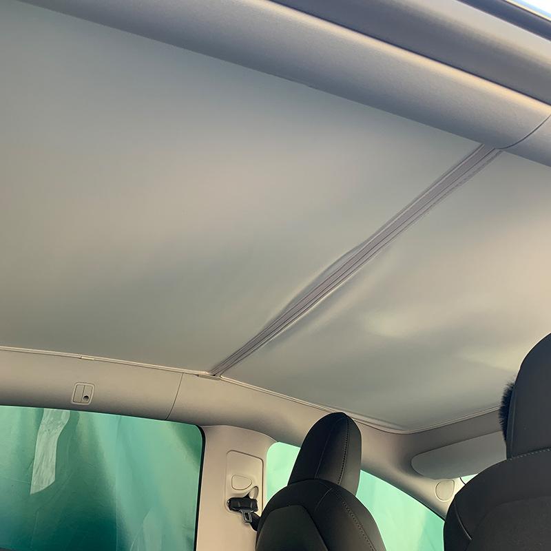 Sunroof Sunshades For Tesla Model 3 Y Juniper Highland 2020-2026 2025 Ice Cloth Buckle Front Rear Skylight Glass Roof Sun ShadeWindshield Sunshades 1