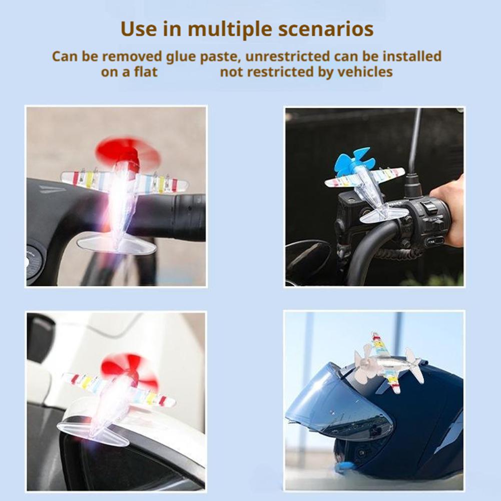 1/2PCS Wind Powered Airplane Car Ornament Colorful LED Lights for Motorcycle Bike Auto Handlebar Spinning Dashboard Accessories