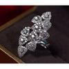 Stylish Layered Zircon Flower Ring with Rhinestones – Trendy Niche Design for Women