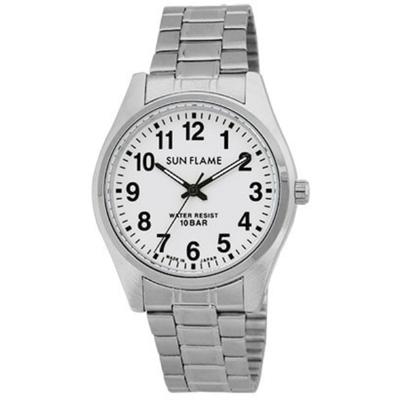 J-AXIS Men's MJG-X01-S (SUNFLAME Quartz Men's Sun Flame) Round Watch Silver Alloy Analog