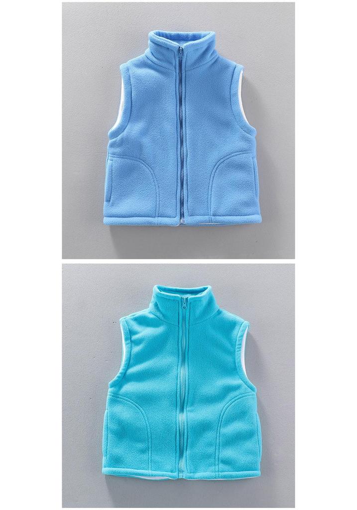 Kids' Fleece Vest for Boys & Girls, Thick Outerwear for Spring To Winter, Kindergarten Uniform with Logo Print