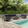 VidaXL Garden Lounge Set 10 Pcs with Cushions Wicker Resin Grey