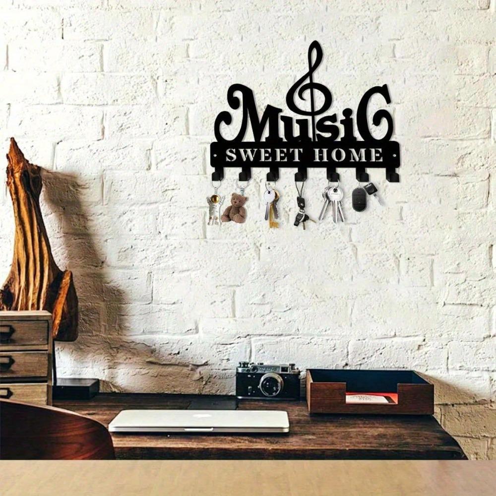 Bohemian Style Metal Key Hook 9.84 Inch Music Theme Wall Organizer for Clothing Hat Office Kitchen Bathroom Decor