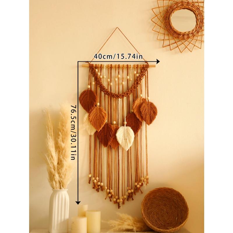 Leaf Macrame Tapestry Brown Green Wall Tapestry Boho Home Decoration Macrame Wall Hanging Home Living Room Decors Aesthetic Gift