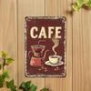 Vintage CAFE Iron Wall Sign  Rustic Retro Coffee Decor with French Press  Cup Art   Metal Plaque for Home Kitchen Cafe