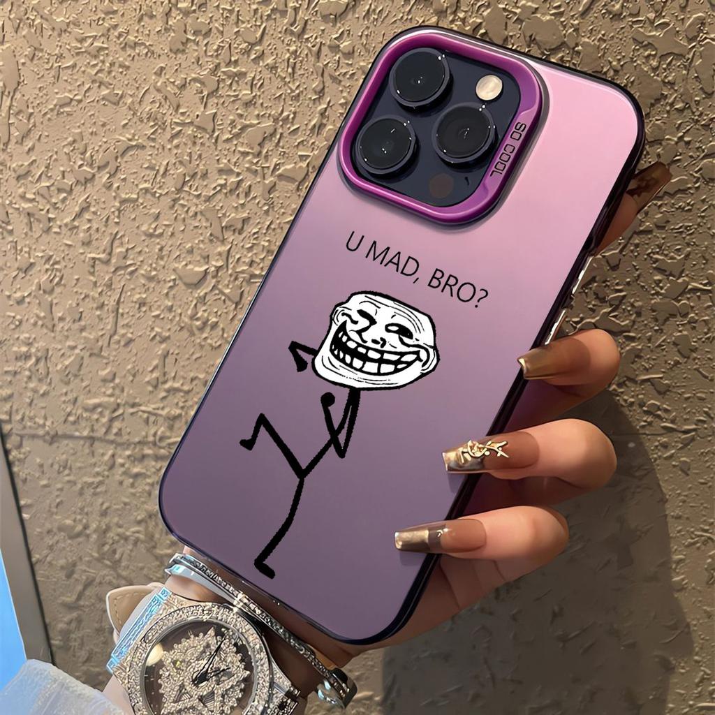 Funny Meme Trollface Phone Case For iPhone 17 16e 16 15 14 13 12 11 Mini Pro Max X XR XSMAX 8 7 Air Plus Anti Fall Matte
