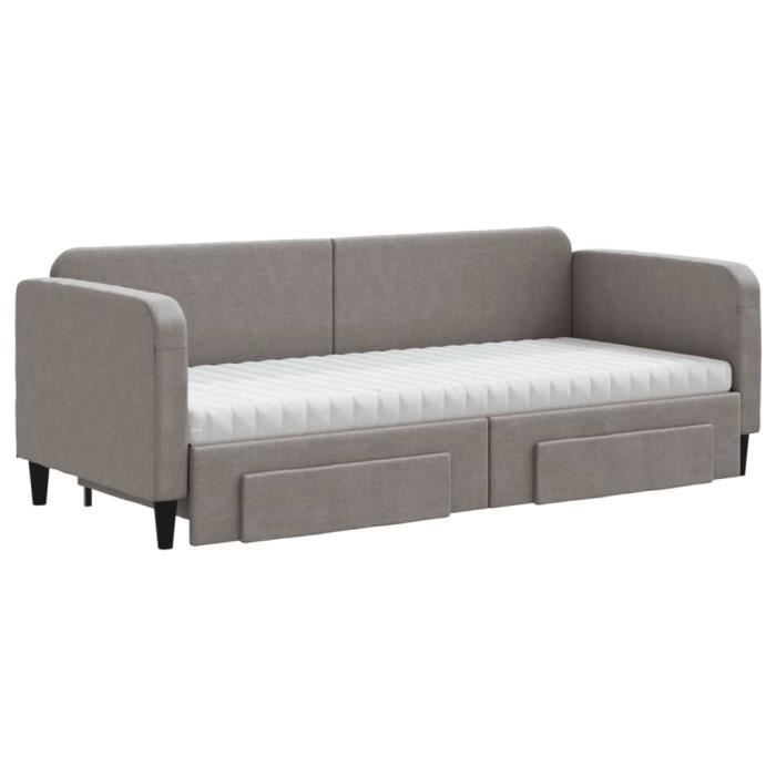 VidaXL Daybed with Trundle and Drawers Taupe 80x200 Cm Fabric 3196868