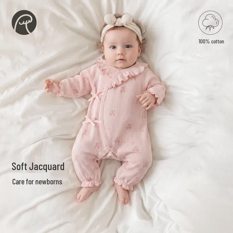 Guaiqi Bear Baby Girl Sweet Tie-Closure Romper Bodysuit