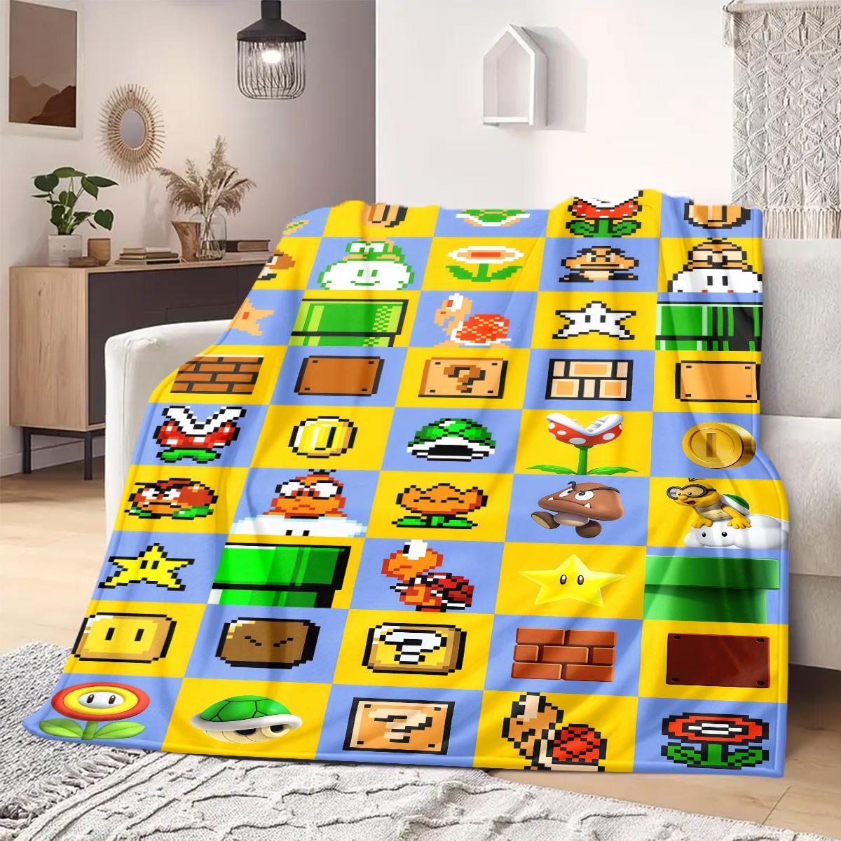 

Mario Anime Print Blanket Warm Comfortable Flannel Blanket Suitable for Bedrooms, Sofas, Beds, Chairs, Picnics, Travel 75x90cm
