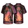 Men's Halloween Print V Neck Pocket Scrub Top Short Sleeve Medical Uniform Shirt for Healthcare Professionals