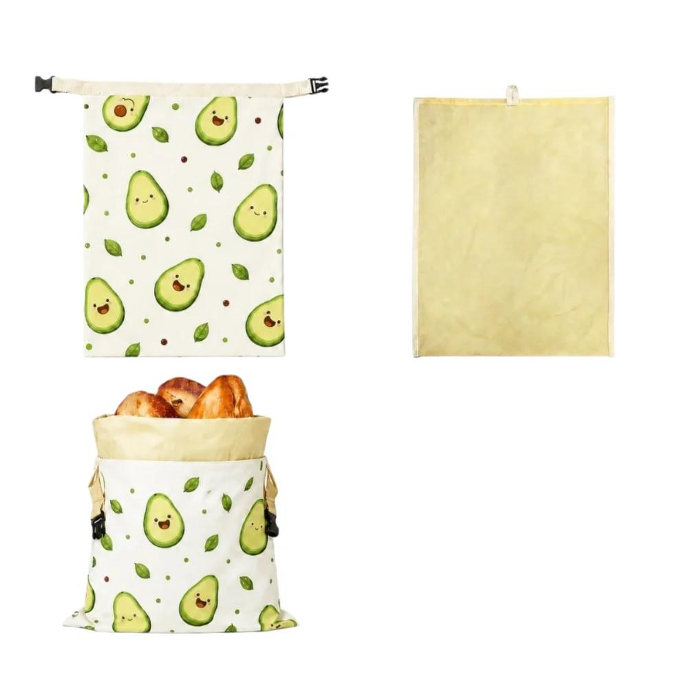 Reusable Beeswax Bread Bags Beeswax Coated Large Capacity Sourdough Bread Bags Freshness Preservation Lock Closure