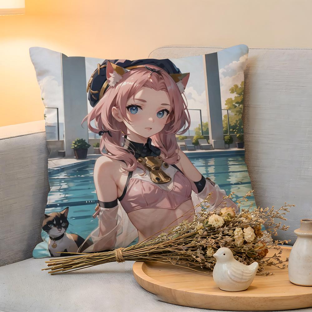 Cushion Cover Linen SkinFriendly Soft Decorative Case For Sofa Home Decor Hot Game Genshin Impact Pillow cover