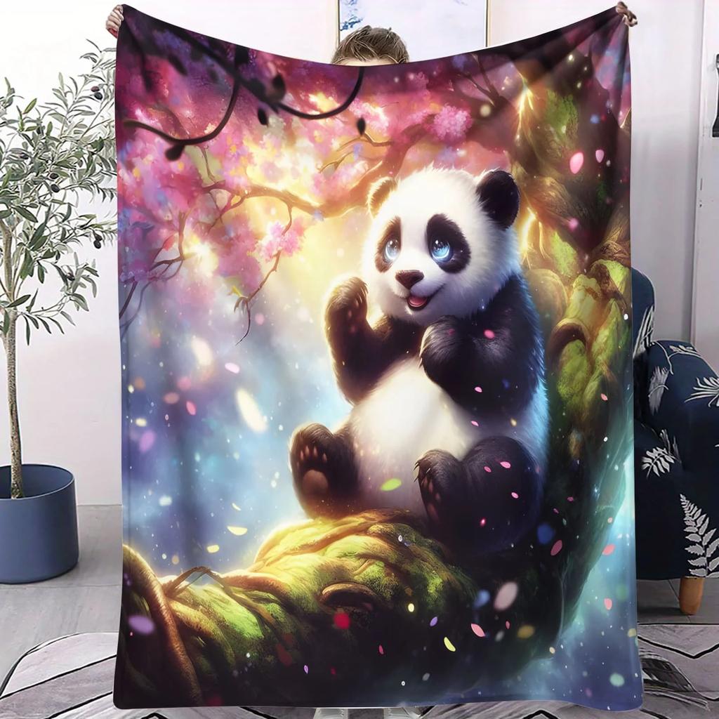 Christmas Sled Panda Soft Blanket Festive Ornament Themed Fleece Throw for Beds Sofa Home Decor Adults Kids Cozy Warm Gift