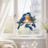Red Bird Sun Catcher, 2D Acrylic Bird Hanging Decoration, Stained Glass Style Bluebird Suncatcher for Indoor Window Front Porch Decor