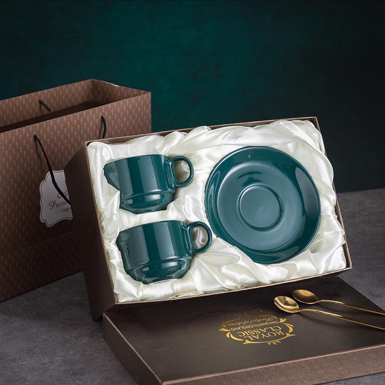 Luxury European-Style Golden Handle Ceramic Coffee Cup & Saucer Set