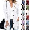 Cable Knit Button Cardigan Sweater Solid Color Casual Jacket Womens Fashion