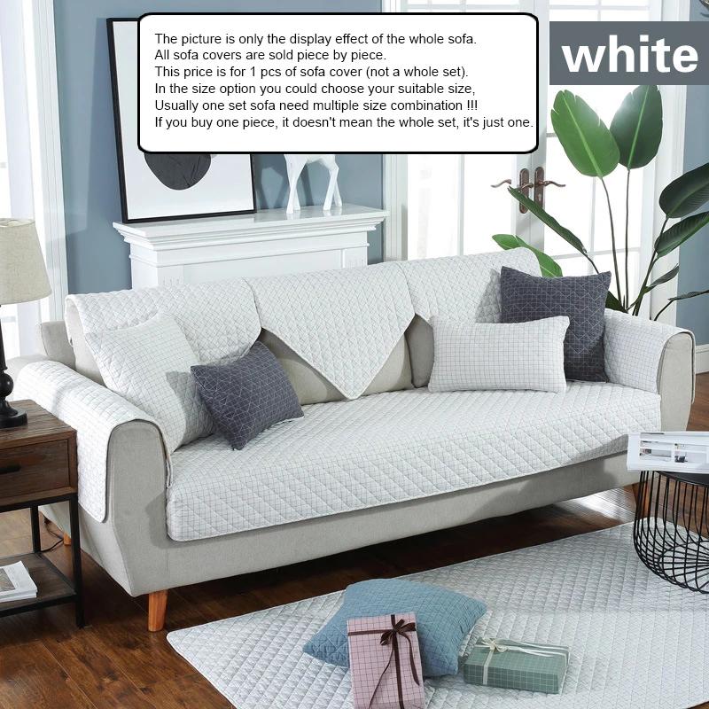 Husă Modernă de Bumbac pentru Sofă Japoneză Culoare Solidă Perna pentru Sofă Matlasată Combinație Grilă Huse Prosop pentru Sofă pentru Decor Living