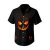 Men's Casual Short Sleeve Halloween Print Button Down Shirt