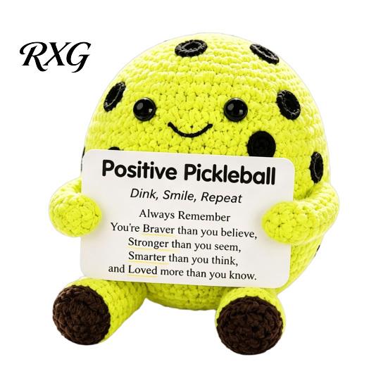 Pocket Sized Inspirational Gift for Athletes Knitted Positive Sports Ball Plush, Emotional Support Doll with Personalized Keepsake Softball