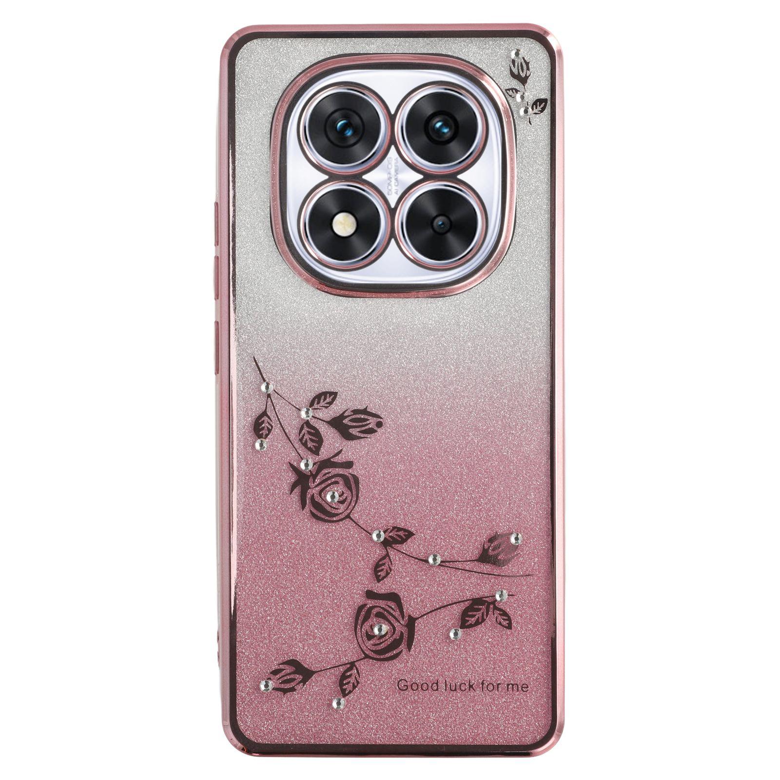 

Чохол для Xiaomi Redmi Note 14 Pro 5G/Poco X7 5G Квітковий TPU Гнучкий Градієнтний Чохол для Телефону Rose Gold