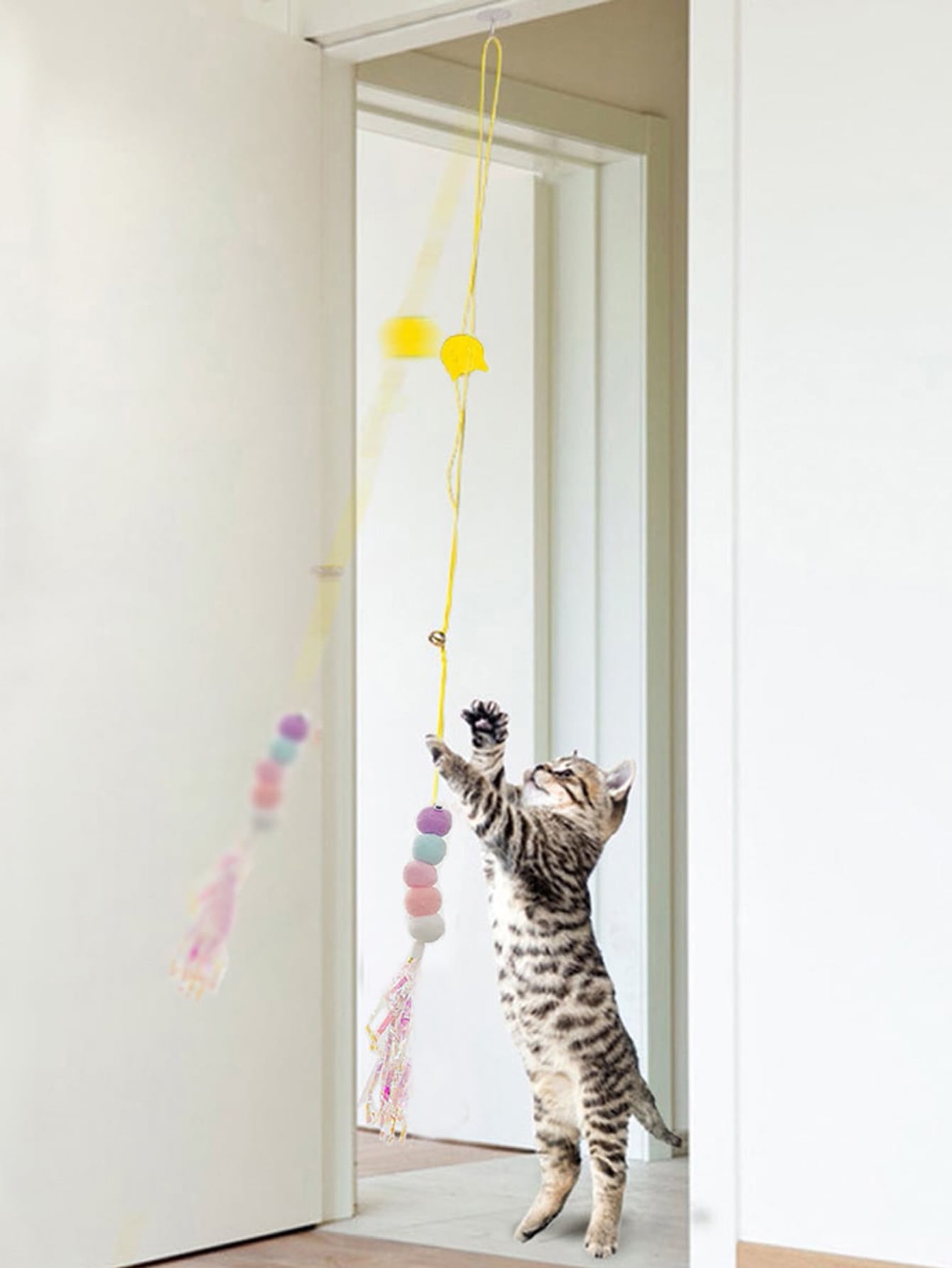 

Cute Pet Cat Toys Funny Stick Kitten Self -hi Elastic Rope Dragonfly Shape Feather Bell Teasing Stick Hanging Swing Thousands