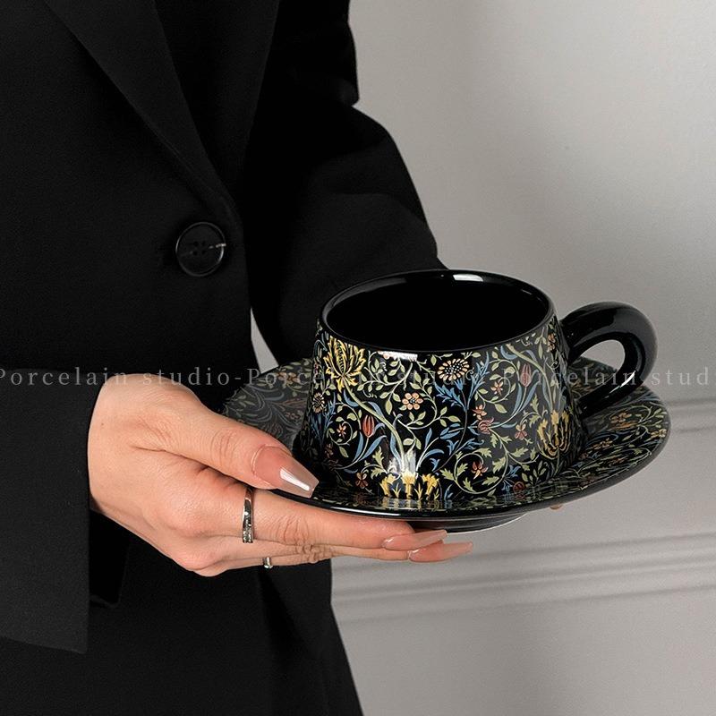 Jinyun Retro Coffee Cup Gift Box Ceramic Gift Cup Souvenir Light Luxury Flowers High end Cup Saucer Gift