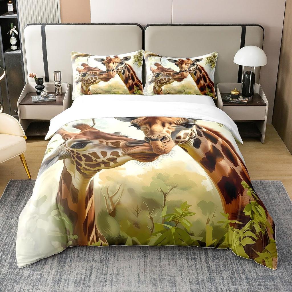 Giraffe Duvet Covers for Boys Girls Quilt Covers Lightweight Down Room Decor Queen King Size 2 Pillowcase 1 Duvet Cover No Quilt