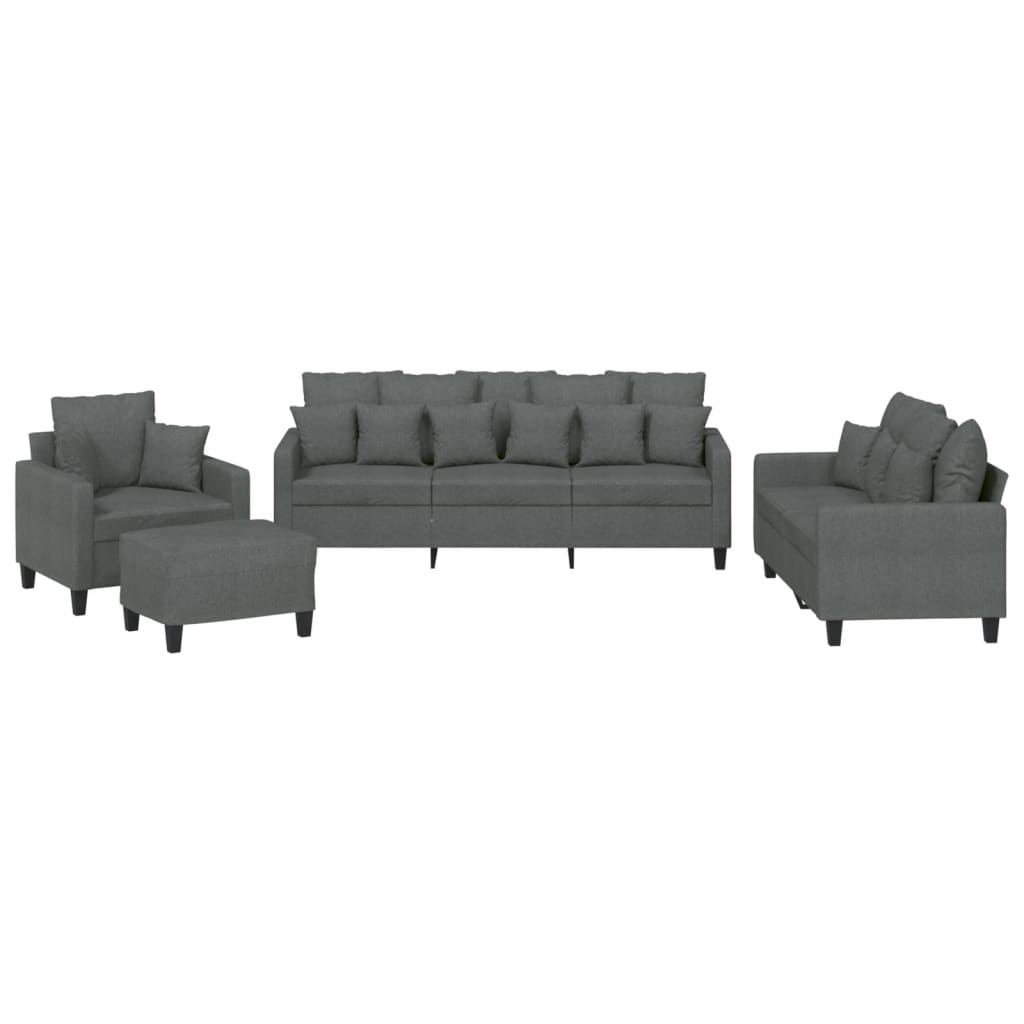 Vidaxl 4-Cz. Relaxation Set With Cushions, Dark Grey, Fabric