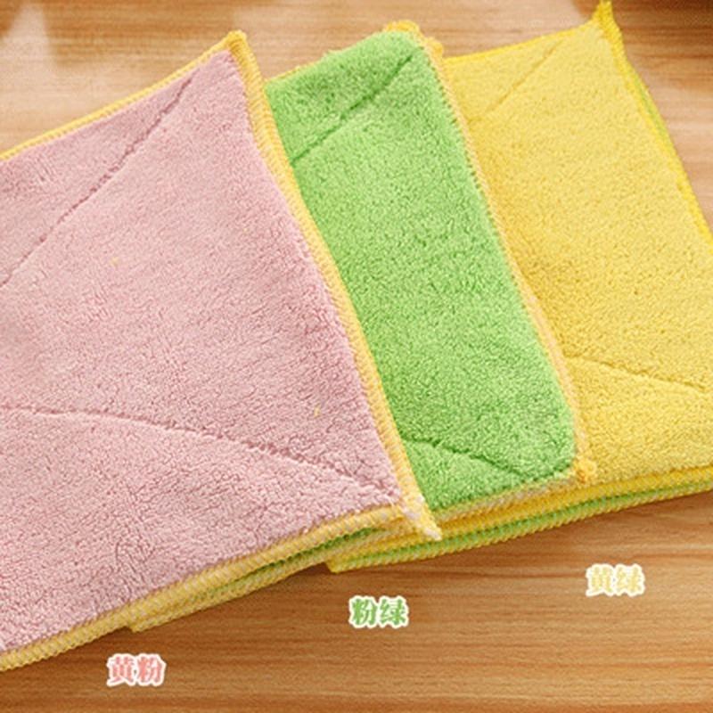 Double-sided Microfiber Dish Towels Thickening Cloth Dish Nonstick Oil Absorbent Kitchen Towels