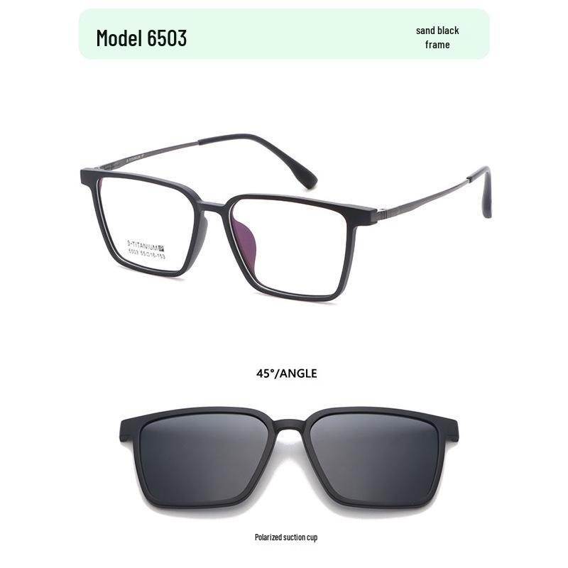 Ultra-Light TR Myopia Eyeglass Frame with Men s Trendy Magnetic Clip-On Polarized Prescription Sun Lenses