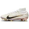 Mercurial Superfly 9 FG Firm Ground Slip Resistant Soccer Shoes Men's White Black Gold HJ0707-100