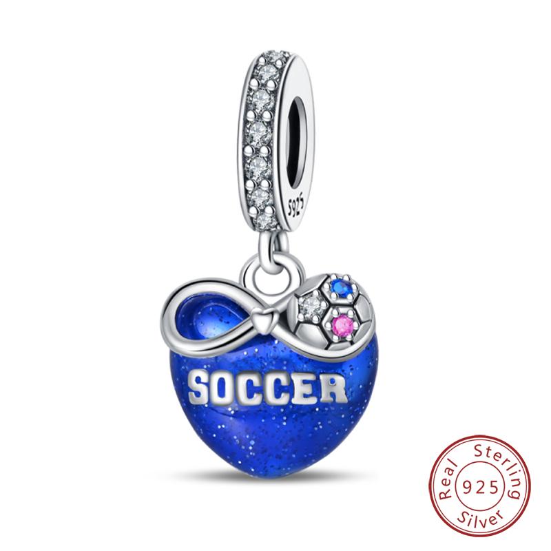 New In Copper Football Baseball Dumbbell Badminton Charms Beads Fit Qikaola Original Bracelet Fine Diy Jewelry Gift