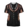 Lustiges Cowboy Cosplay T-Shirt Herren Persönlichkeit Street Kurzarm T-Shirts 3D Gedrucktes Fake Revers Muster Harajuku Mode Tee