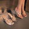 Slippers Women 2025 Summer New High Quality Elegant Sexy Peep Toe Woman Shoes Best Seller Dress Crystal Heeled Sandals