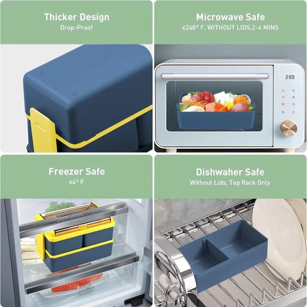 700/1400ml Capacity Portable Lunch Box Leakproof Design Dinnerware Set Camping Use