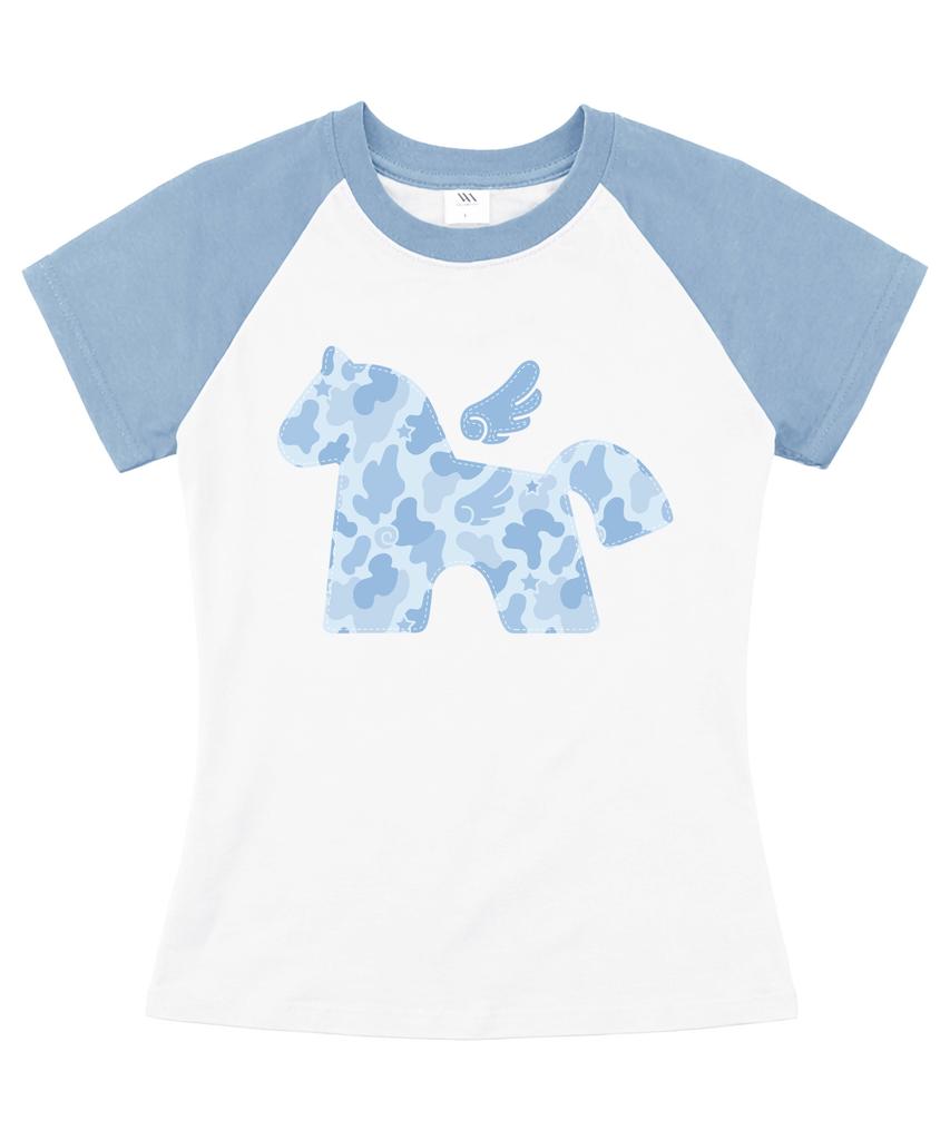 VENHIT Angel Camo Pony Raglan Slim Fit Short Sleeve Tee