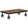 Coffee Table with Casters Solid Reclaimed Wood 100 X 55 X 26 Cm
