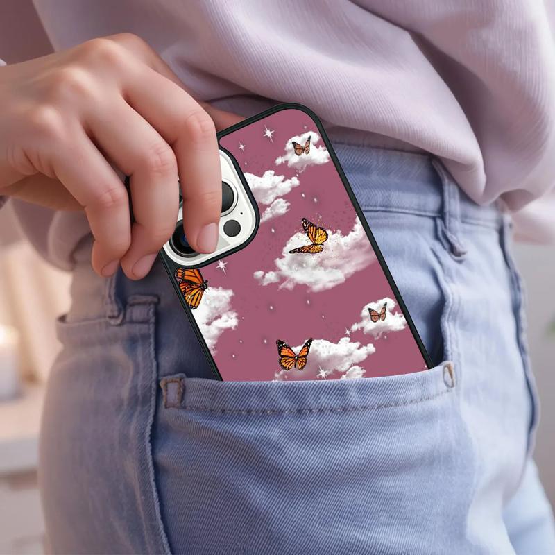 Cute Aesthetic Butterfly Phone Case For iPhone 17 Air 15 16e 14 13 Pro Max Coque 12 11 Pro Max PLUS cover