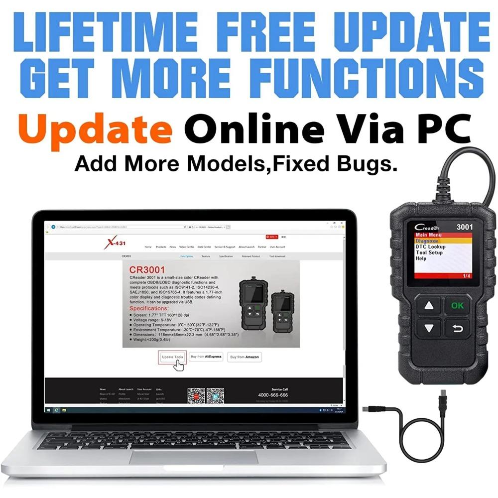 X431 Creader 3001 OBD2 scanner Provide OBDII/EOBD full function CR3001 Diagnostic tool PK ELM327 code reader tool